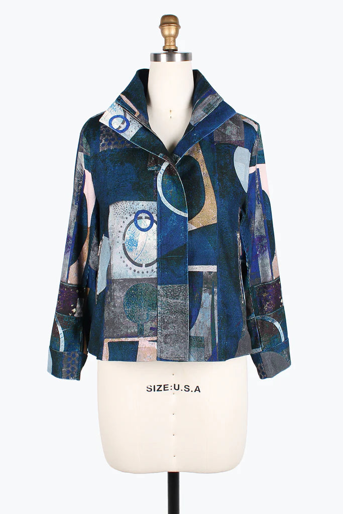 Hooded men jackets with a detachable faux - fur trim for added warmthDamee Multi pattern Biker Jacket 4852-Blue Hooded men jackets with a detachable faux - fur trim for added warmthDamee Multi pattern Biker Jacket 4852-Blue