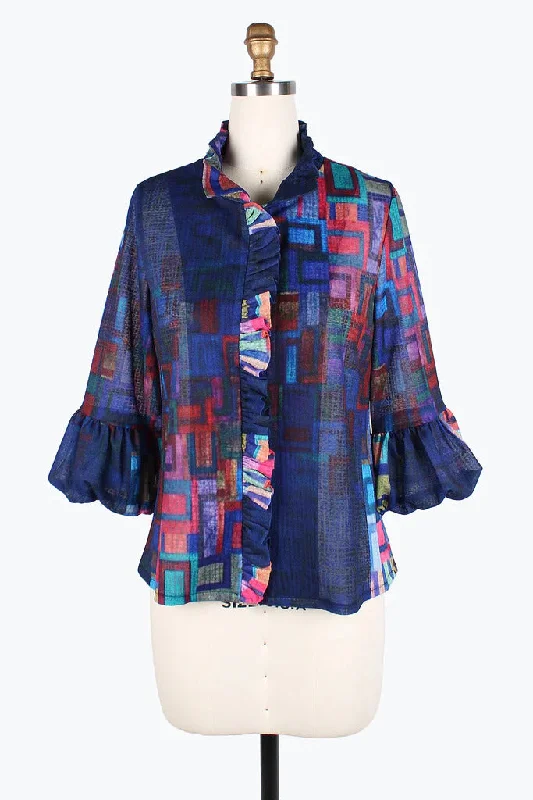 Tailored men jackets to pair with formal trousers for business meetingsDamee Rainbow Squares Ruffle Jacket 2393-MLT Tailored men jackets to pair with formal trousers for business meetingsDamee Rainbow Squares Ruffle Jacket 2393-MLT