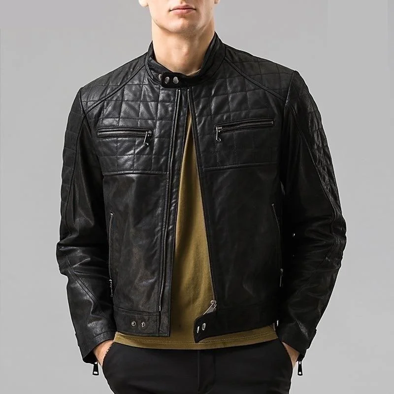 Men's Genuine Pigskin Leather Winter Motorcycle Biker Bomber Jackets