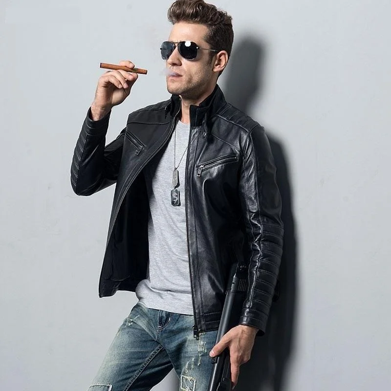Stretch - fabric men jackets for unrestricted movement during workoutsStylish Men's Genuine Sheepskin Leather Motorcycle Bomber Jackets Stretch - fabric men jackets for unrestricted movement during workoutsStylish Men's Genuine Sheepskin Leather Motorcycle Bomber Jackets