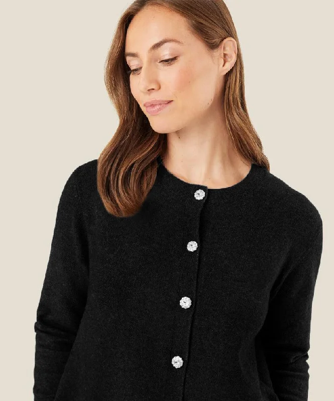 hand knitted women cardigan with artisanal charm1008342 MaLateta Cardigan - Black