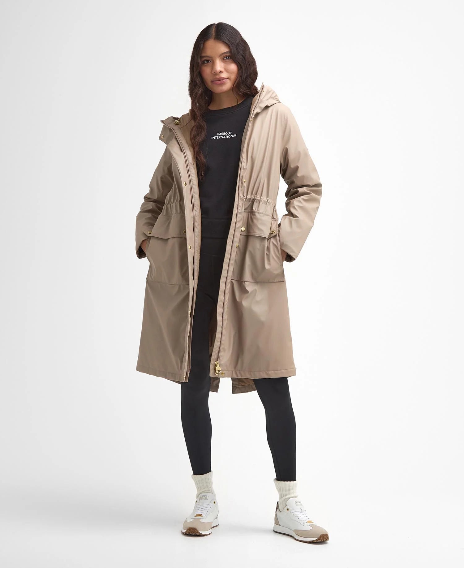 Belted women's cashmere coats in soft pastels for a luxurious feelBarbour International Womens Wyatt Jacket - Beige Belted women's cashmere coats in soft pastels for a luxurious feelBarbour International Womens Wyatt Jacket - Beige