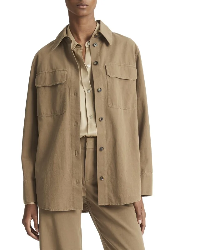 Long women's mac coats in a lightweight fabric for spring showersVince Shirt Jacket