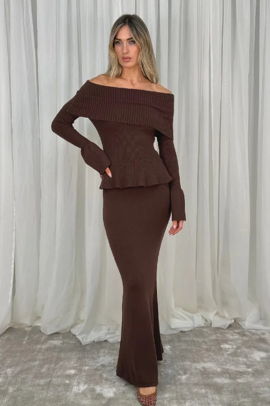 sequin embellished women cardigan for special occasionsCaitlyn Bardot Knit Jumper In Chocolate sequin embellished women cardigan for special occasionsCaitlyn Bardot Knit Jumper In Chocolate