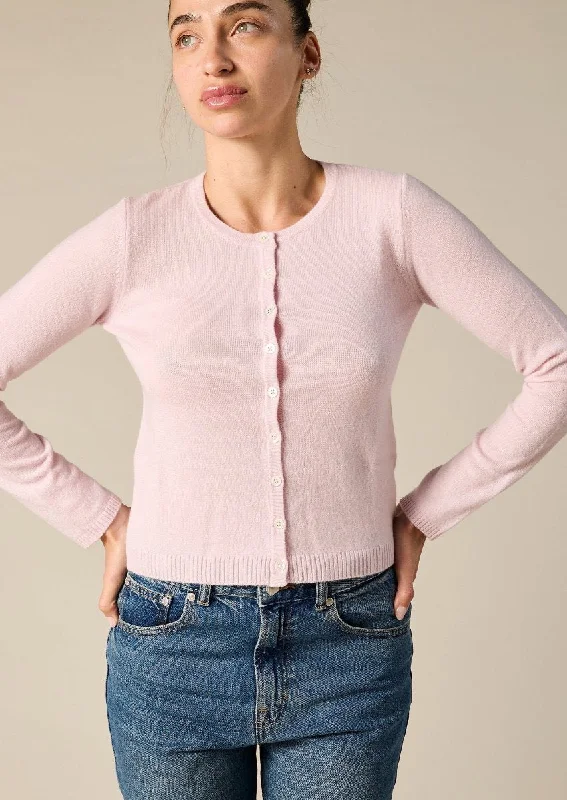 cable knit women cardigan with intricate patternsCashmere Ines Crew Cardigan in Ballet Pink cable knit women cardigan with intricate patternsCashmere Ines Crew Cardigan in Ballet Pink