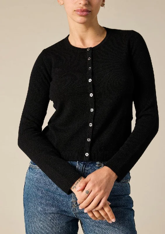 sequin embellished women cardigan for special occasionsCashmere Ines Crew Cardigan in Black sequin embellished women cardigan for special occasionsCashmere Ines Crew Cardigan in Black
