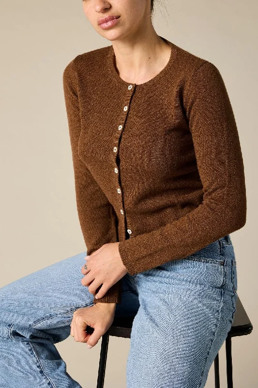 floral print women cardigan for a feminine touchCashmere Ines Crew Cardigan in Cinnamon floral print women cardigan for a feminine touchCashmere Ines Crew Cardigan in Cinnamon