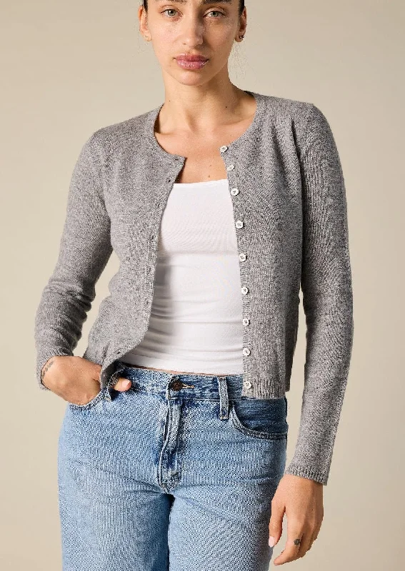 sequin embellished women cardigan for special occasionsCashmere Ines Crew Cardigan in Marle Grey sequin embellished women cardigan for special occasionsCashmere Ines Crew Cardigan in Marle Grey