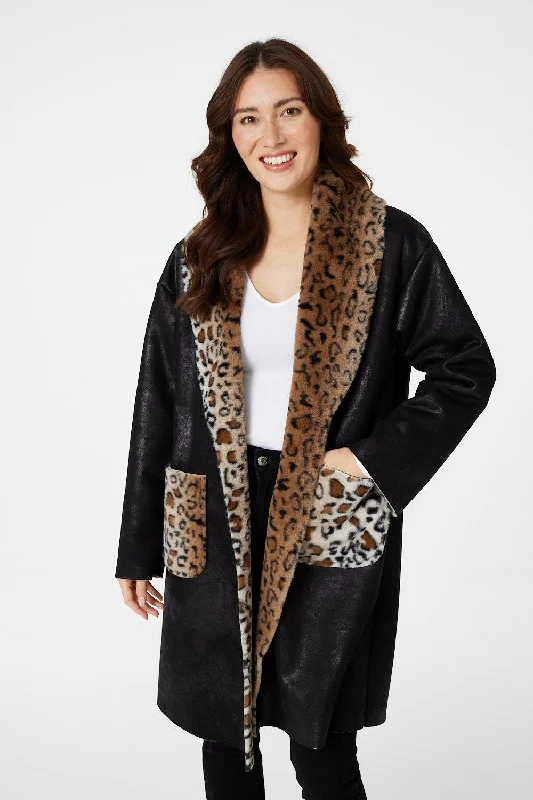 Women's reversible down coats with two - tone designs for versatile stylingAnimal Print Faux Suede Coat Women's reversible down coats with two - tone designs for versatile stylingAnimal Print Faux Suede Coat