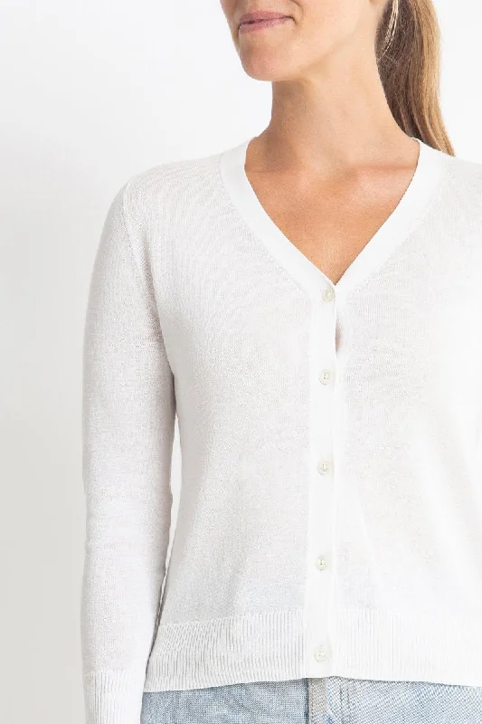 sequin embellished women cardigan for special occasionsCotton + Cashmere Superfine V Cardigan in White sequin embellished women cardigan for special occasionsCotton + Cashmere Superfine V Cardigan in White