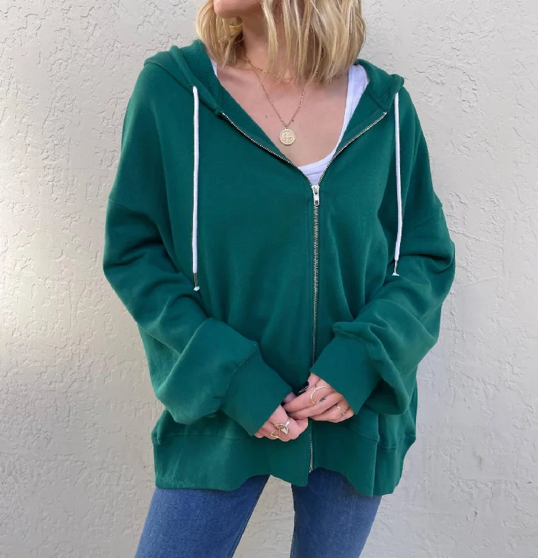 Mid - length women's down coats in a slim fit for a modern and sleek appearanceCotton Fleece Zip Up Hoodie In Green Mid - length women's down coats in a slim fit for a modern and sleek appearanceCotton Fleece Zip Up Hoodie In Green