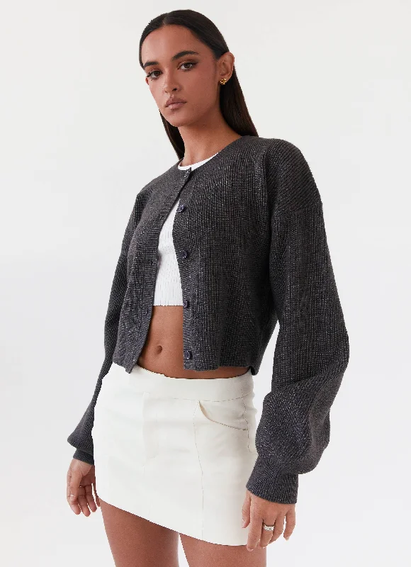 open front women cardigan for easy stylingDaphne Knit Cardigan - Charcoal