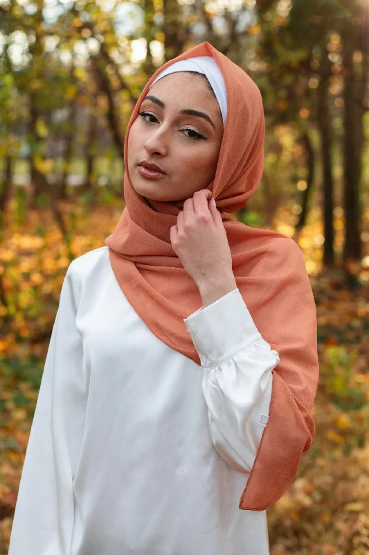 open front women cardigan for easy stylingChiffon Bubble Scarf- Dark Peach