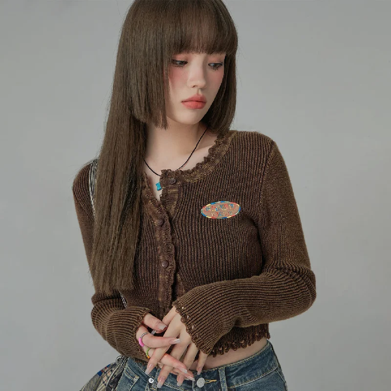 cropped women cardigan to pair with high - waisted jeansFill Hem Ribbed Crop Cardigan cropped women cardigan to pair with high - waisted jeansFill Hem Ribbed Crop Cardigan