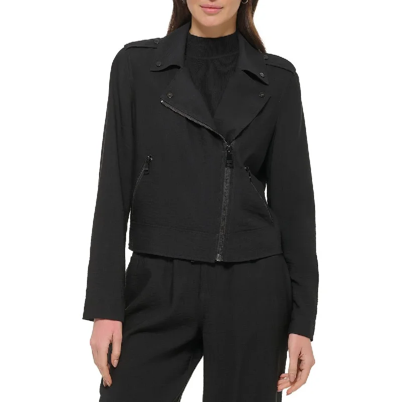 Women's pea coats with brass buttons for a nautical - inspired styleDKNY Womens Asymmetric Collared Motorcycle Jacket Women's pea coats with brass buttons for a nautical - inspired styleDKNY Womens Asymmetric Collared Motorcycle Jacket