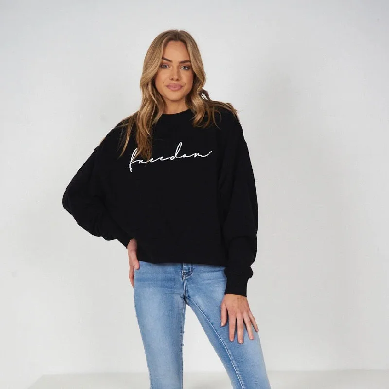 hooded women cardigan for added warmth and styleOversized Freedom Crop (Black)