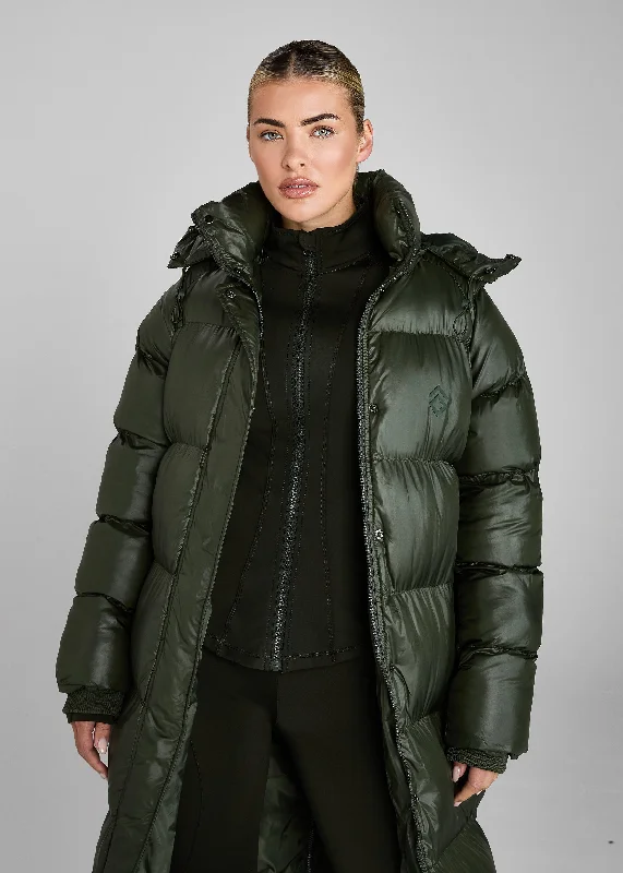 Water - resistant women's trench coats with adjustable cuffs for rainy daysForest Heavy Quilted Long Puffer Water - resistant women's trench coats with adjustable cuffs for rainy daysForest Heavy Quilted Long Puffer