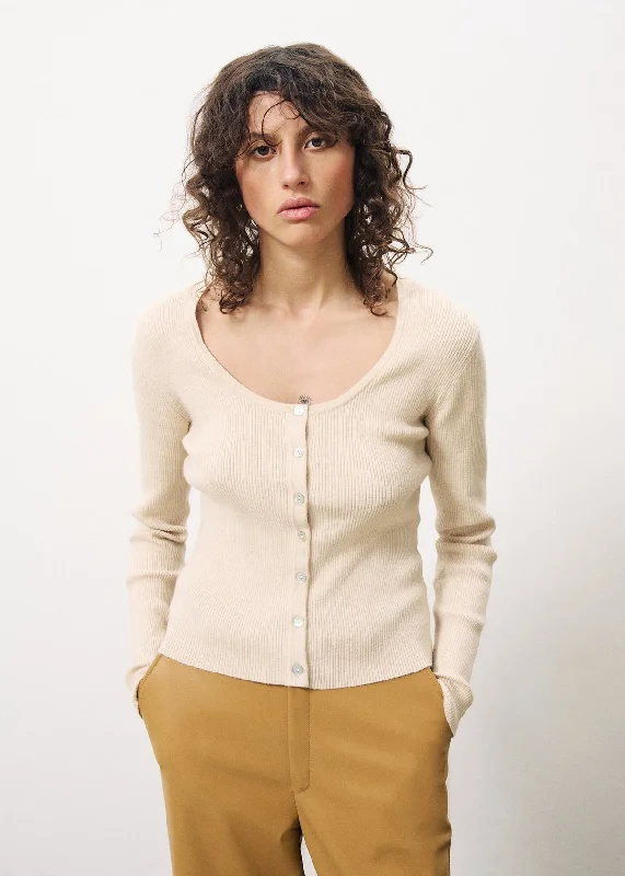 button down women cardigan with vintage buttonsCardigan Chm-24011 Ainoa Creme