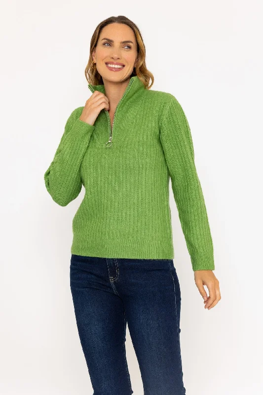 oversized women cardigan for a trendy and cozy lookGreen Cable Sleeve Knit Jumper with 1/4 Zip Detail oversized women cardigan for a trendy and cozy lookGreen Cable Sleeve Knit Jumper with 1/4 Zip Detail