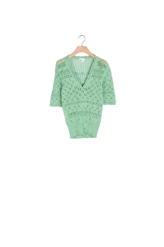 color block women cardigan with bold huesPull manches courtes en maille fantaisie