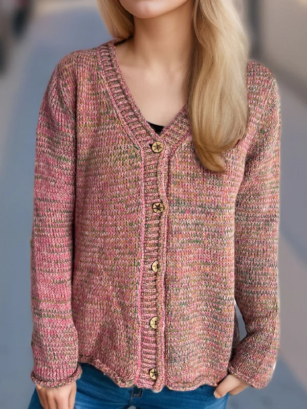 cable knit women cardigan with intricate patternsHeathered V-Neck Long Sleeve Cardigan cable knit women cardigan with intricate patternsHeathered V-Neck Long Sleeve Cardigan
