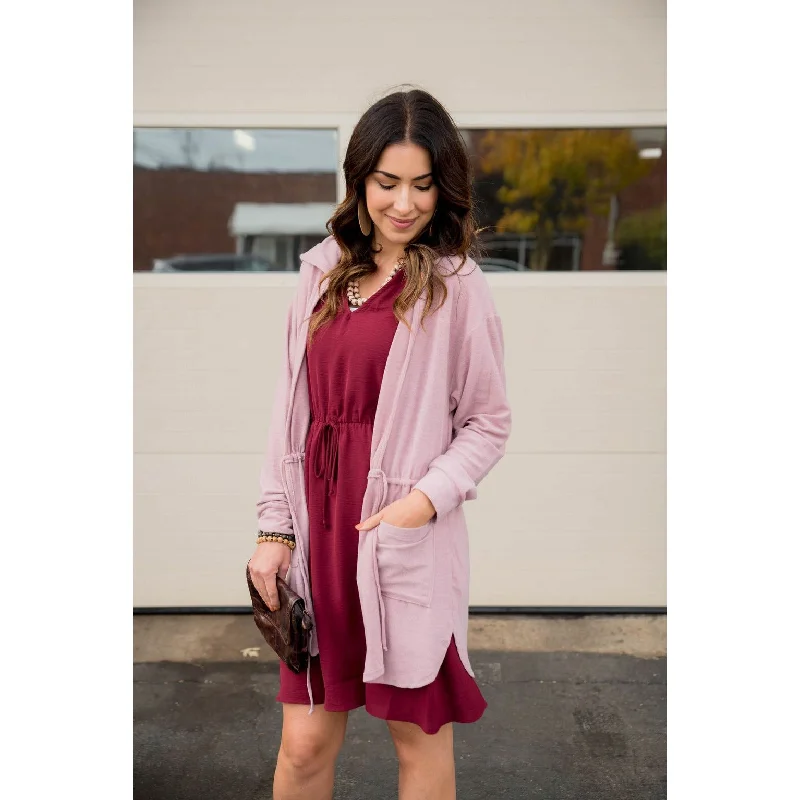 cashmere blend women cardigan for a luxurious feelHooded Tie Cardigan