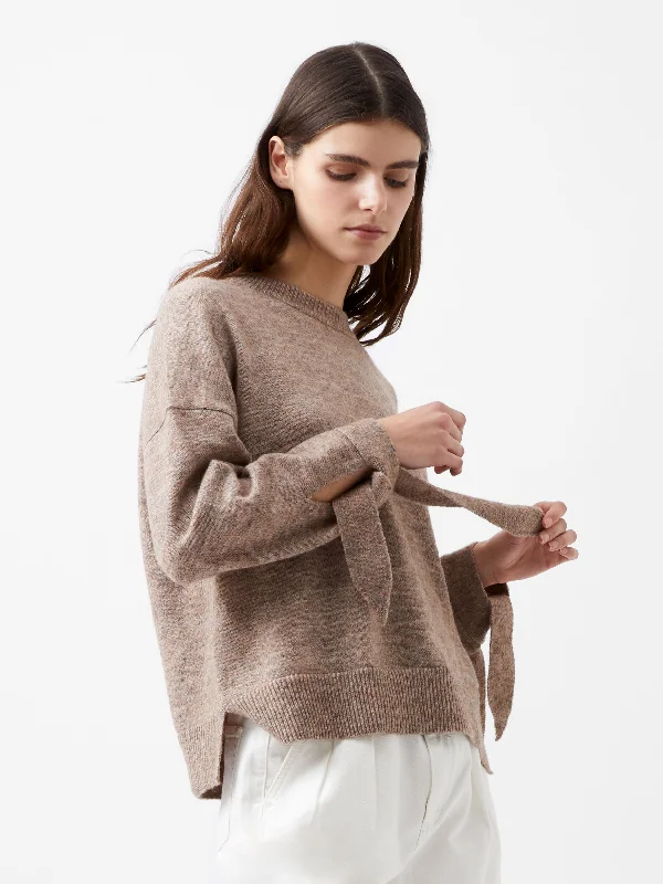 color block women cardigan with bold huesKezia Recycled Tie Up Sleeve Jumper