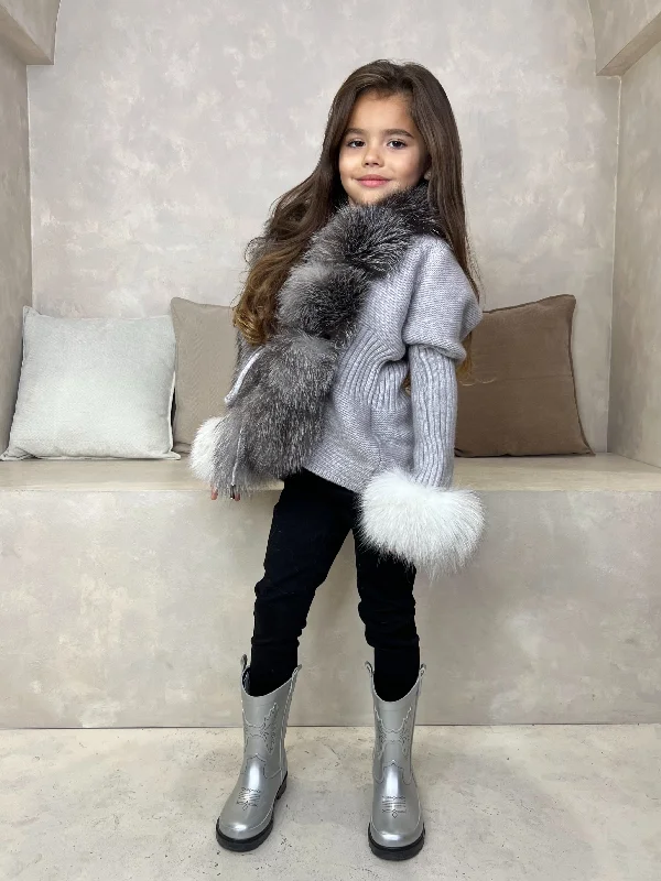 open front women cardigan for easy stylingChildrens Grey/Two Tone Luxury Fur Cardigan open front women cardigan for easy stylingChildrens Grey/Two Tone Luxury Fur Cardigan