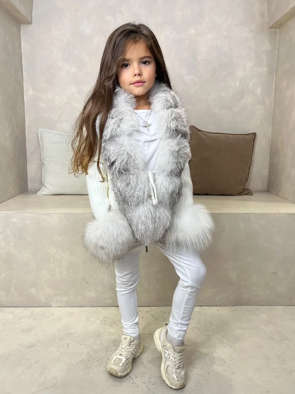 floral print women cardigan for a feminine touchChildrens White/Two Tone Luxury Fur Cardigan floral print women cardigan for a feminine touchChildrens White/Two Tone Luxury Fur Cardigan