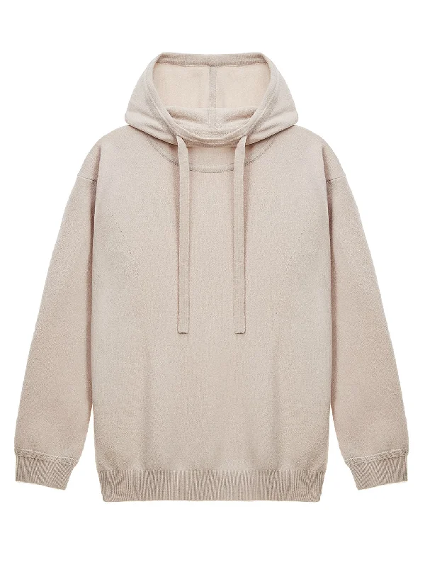 open front women cardigan for easy stylingKNIT BEGE HOODED TOP