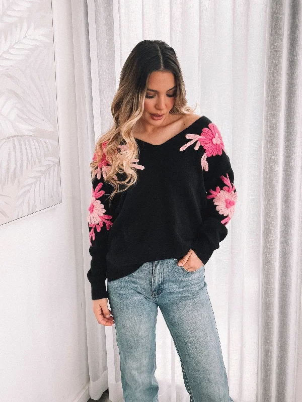 floral print women cardigan for a feminine touchLeocadia Knit - Pink Floral