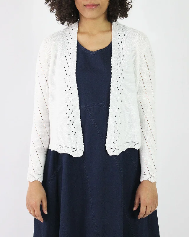 color block women cardigan with bold huesMercerized Pima Cotton Eyelet Cardigan