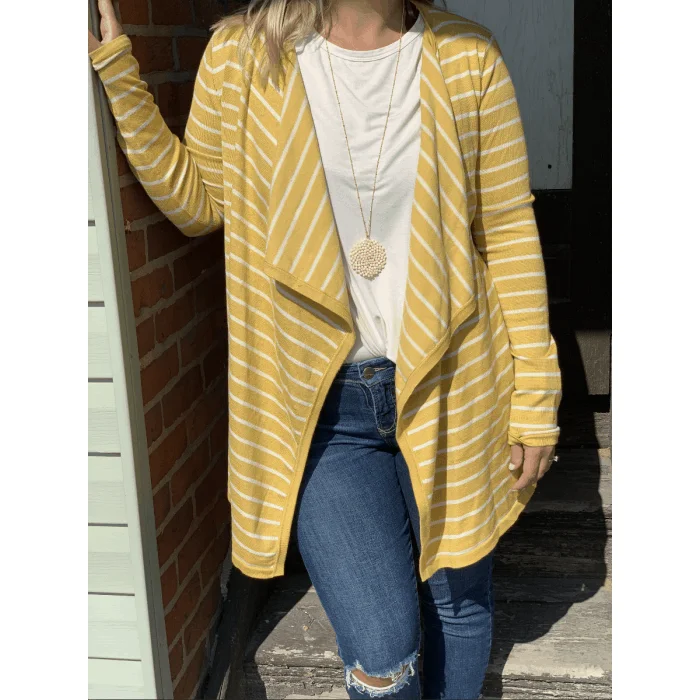 cashmere blend women cardigan for a luxurious feelMustard Waterfall Cardigan
