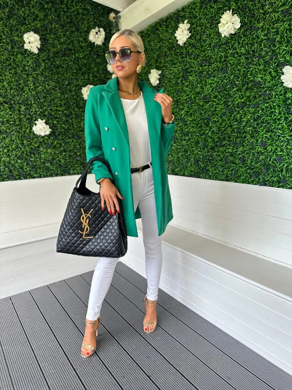 Shearling - lined women's leather coats for ultimate warmth and luxuryNaomi Double Breasted Coat Green Shearling - lined women's leather coats for ultimate warmth and luxuryNaomi Double Breasted Coat Green