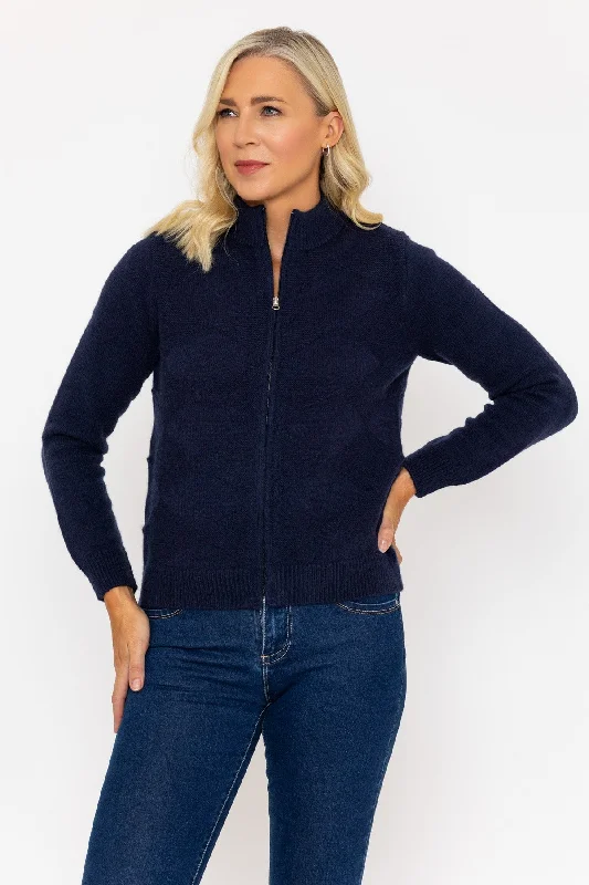 maternity women cardigan for expecting momsNavy Zip Up Knitted Cardigan