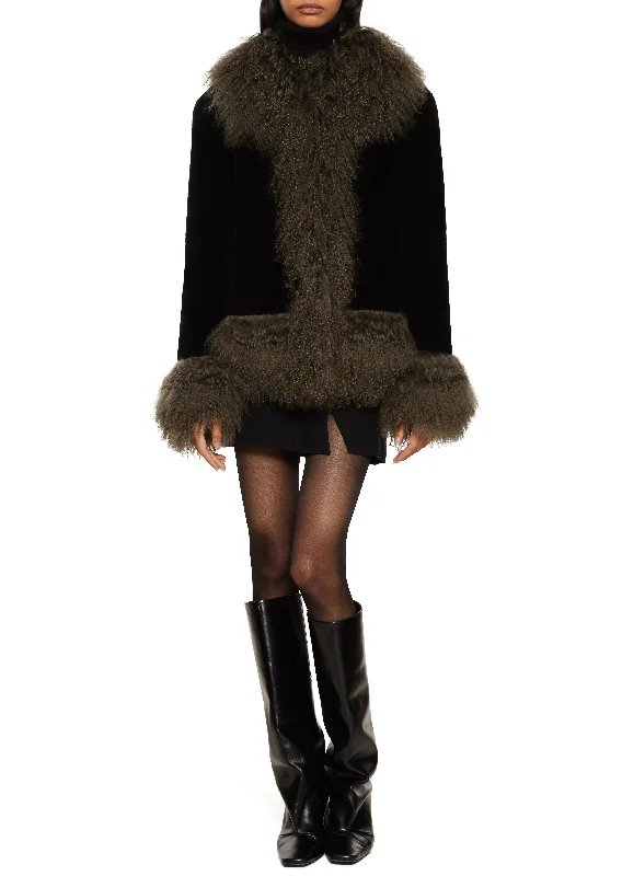 Women's faux fur coats in bright colors for a bold fashion statementOlive - Black Khaki Women's faux fur coats in bright colors for a bold fashion statementOlive - Black Khaki