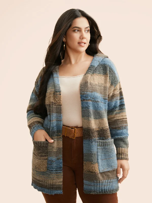 cropped women cardigan to pair with high - waisted jeansOmbre Hooded Drop Shoulder Sleeve Cardigan cropped women cardigan to pair with high - waisted jeansOmbre Hooded Drop Shoulder Sleeve Cardigan