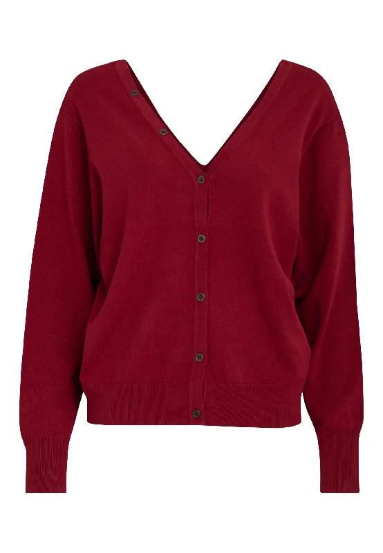 machine washable women cardigan for easy carePC7958 - Bandy Cardigan - Karanda Red