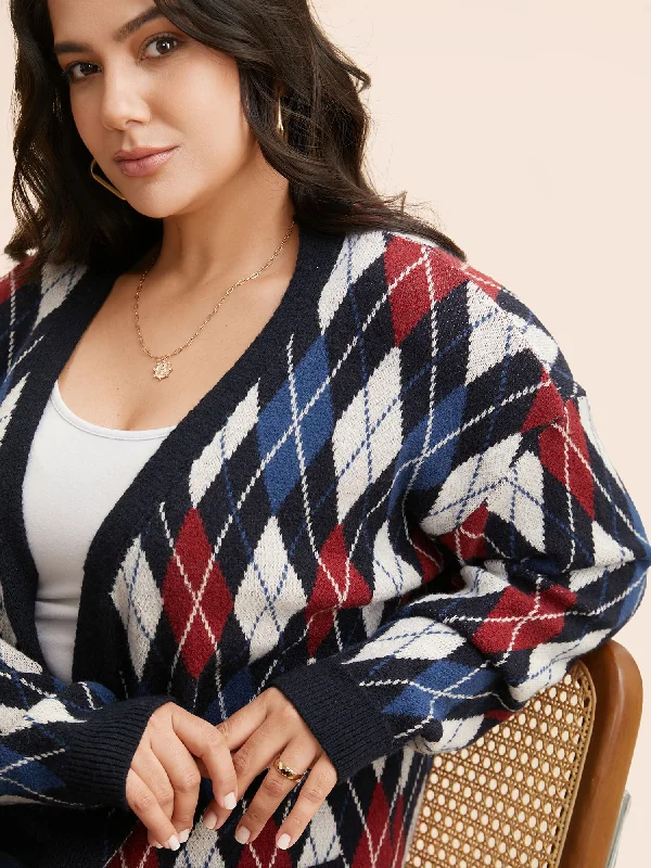 hooded women cardigan for added warmth and stylePlaid Drop Shoulder Pocket Cardigan