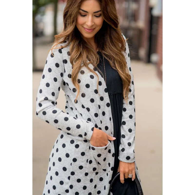 hooded women cardigan for added warmth and stylePolka Dot Tunic Cardigan