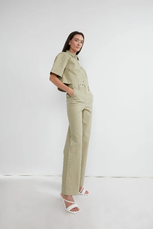 organic cotton women cardigan for an eco - friendly choiceSTRAIGHT LEG TWILL PANT