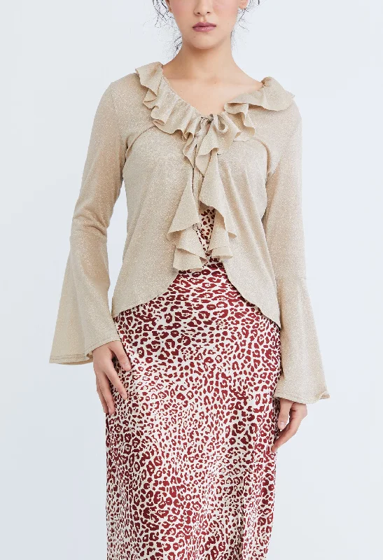 ribbed women cardigan with a classic textureDrop Petal Ruffled Trumpet Sleeve Cardigan ribbed women cardigan with a classic textureDrop Petal Ruffled Trumpet Sleeve Cardigan