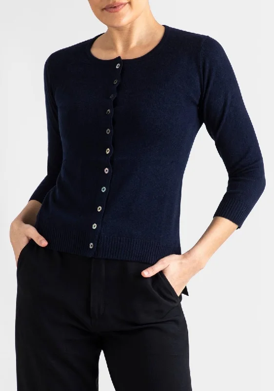 floral print women cardigan for a feminine touchSilk + Cashmere Victoria Cardigan in Navy floral print women cardigan for a feminine touchSilk + Cashmere Victoria Cardigan in Navy