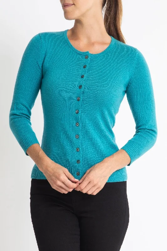 machine washable women cardigan for easy careSilk + Cashmere Victoria Cardigan in turquoise machine washable women cardigan for easy careSilk + Cashmere Victoria Cardigan in turquoise