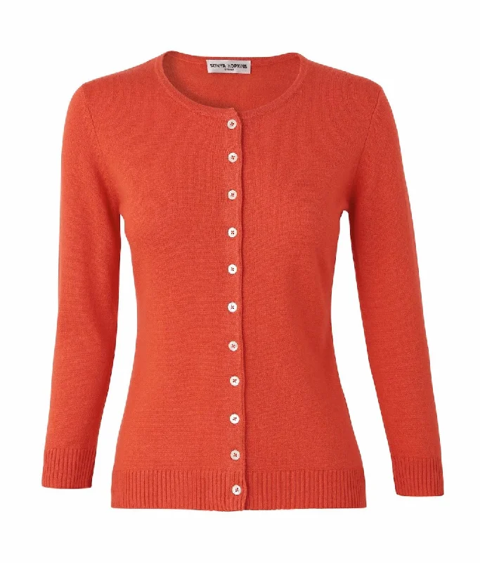 cashmere blend women cardigan for a luxurious feelSilk + Cashmere Victoria Cardigan in Orange