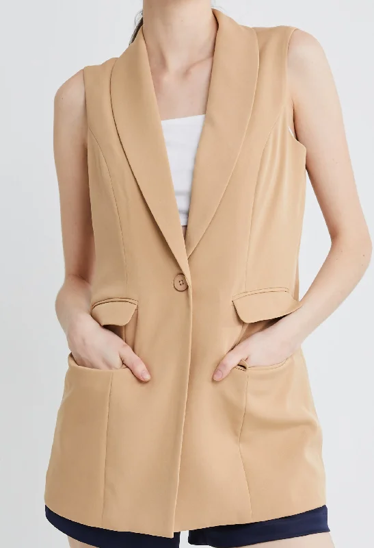 boyfriend style women cardigan for a relaxed fitSleeveless Double Pocket Blazer Vest boyfriend style women cardigan for a relaxed fitSleeveless Double Pocket Blazer Vest