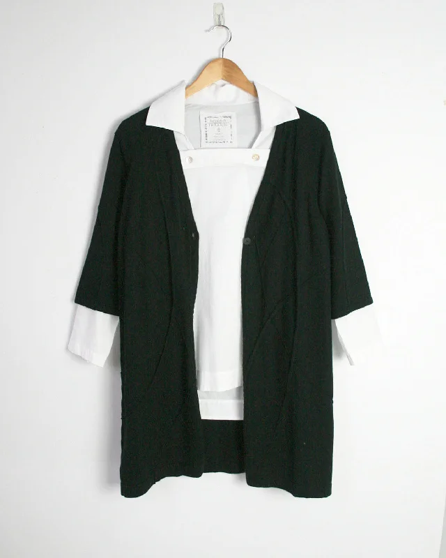 color block women cardigan with bold huesSpider Web Pima Cotton One-Button Cardigan