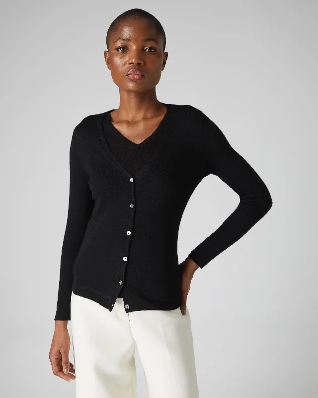 sequin embellished women cardigan for special occasionsWomen's Mia Superfine Cashmere V Neck Cardigan Black sequin embellished women cardigan for special occasionsWomen's Mia Superfine Cashmere V Neck Cardigan Black