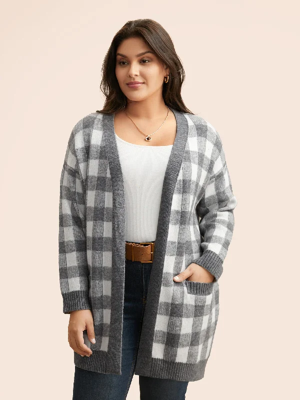 color block women cardigan with bold huesSupersoft Essentials Plaid Drop Shoulder Cardigan color block women cardigan with bold huesSupersoft Essentials Plaid Drop Shoulder Cardigan
