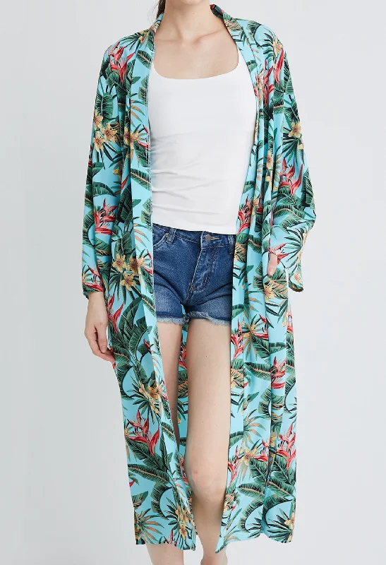 cropped women cardigan to pair with high - waisted jeansTropical Vacay Long Kimono
